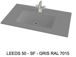 Plan vasque lavabo sur mesure : L 60 à 201 x P 40 à 51 cm, finition lisse mate, 10 couleurs au choix, Anti bactérien, résine Akrytan® teinté dans la masse, Livraison Offerte.